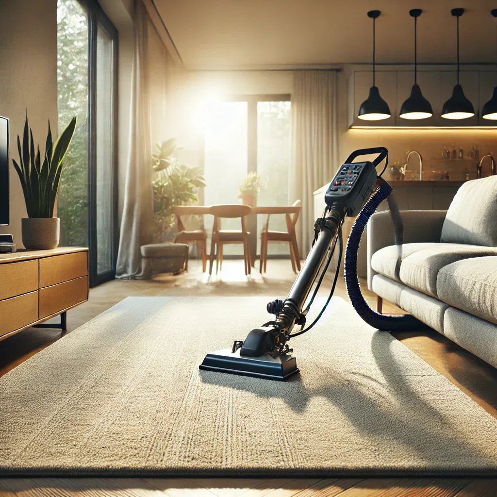 Expert Carpet Cleaning in Copenhagen | Deep Clean & Stain Removal - Professional carpet cleaner in a bright living room.